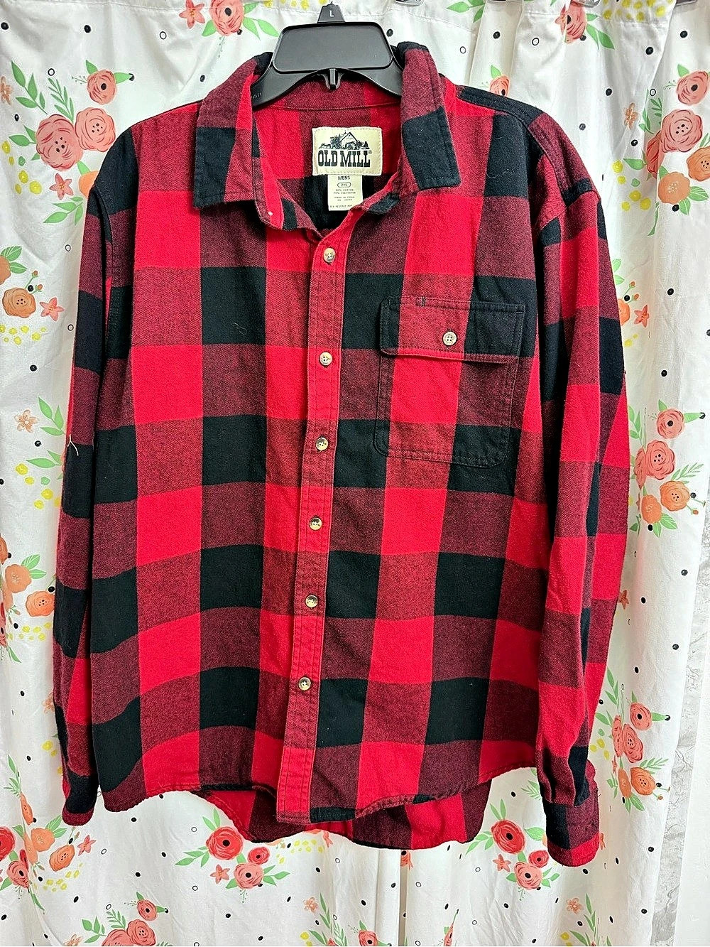 Old Mill Plaid Flannel Shirt Red & Black 2XL Like New